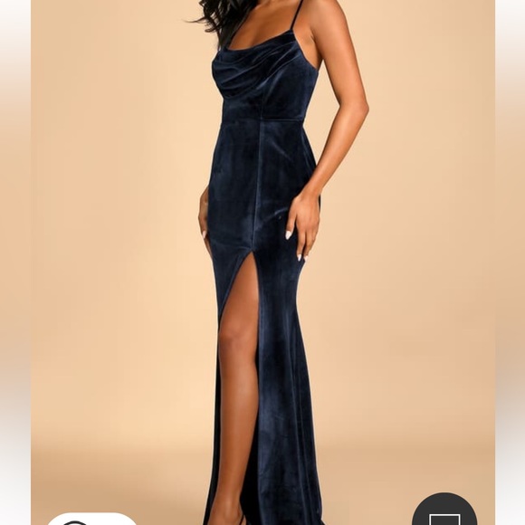 COPY - Lulus “everything I do navy blue cowl neck mermaid maxi” - Picture 1 of 5